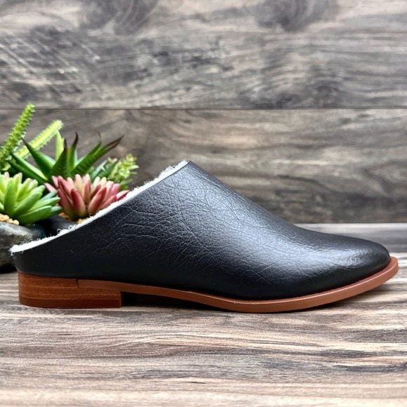 NIB Kelsi Dagger Sail 7M Sherpa Lined Mules Rustic Leather Faux Shearling - Picture 4 of 10